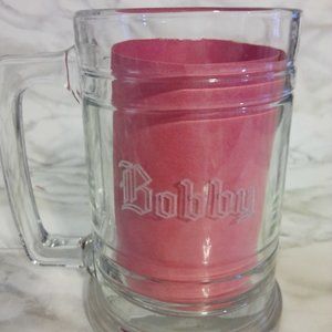 HEAVY BEER GLASS MUG SAY'S BOBBY